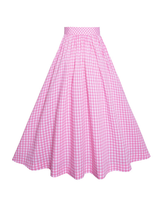 RTS - S - Lolita Skirt Light Pink Gingham - Medium Checks