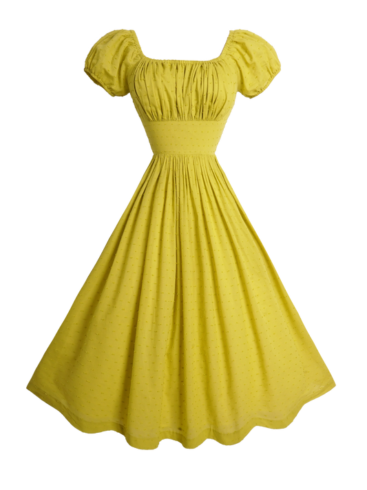 MTO - Loretta Dress "Dotted Swiss" Chartreuse Green