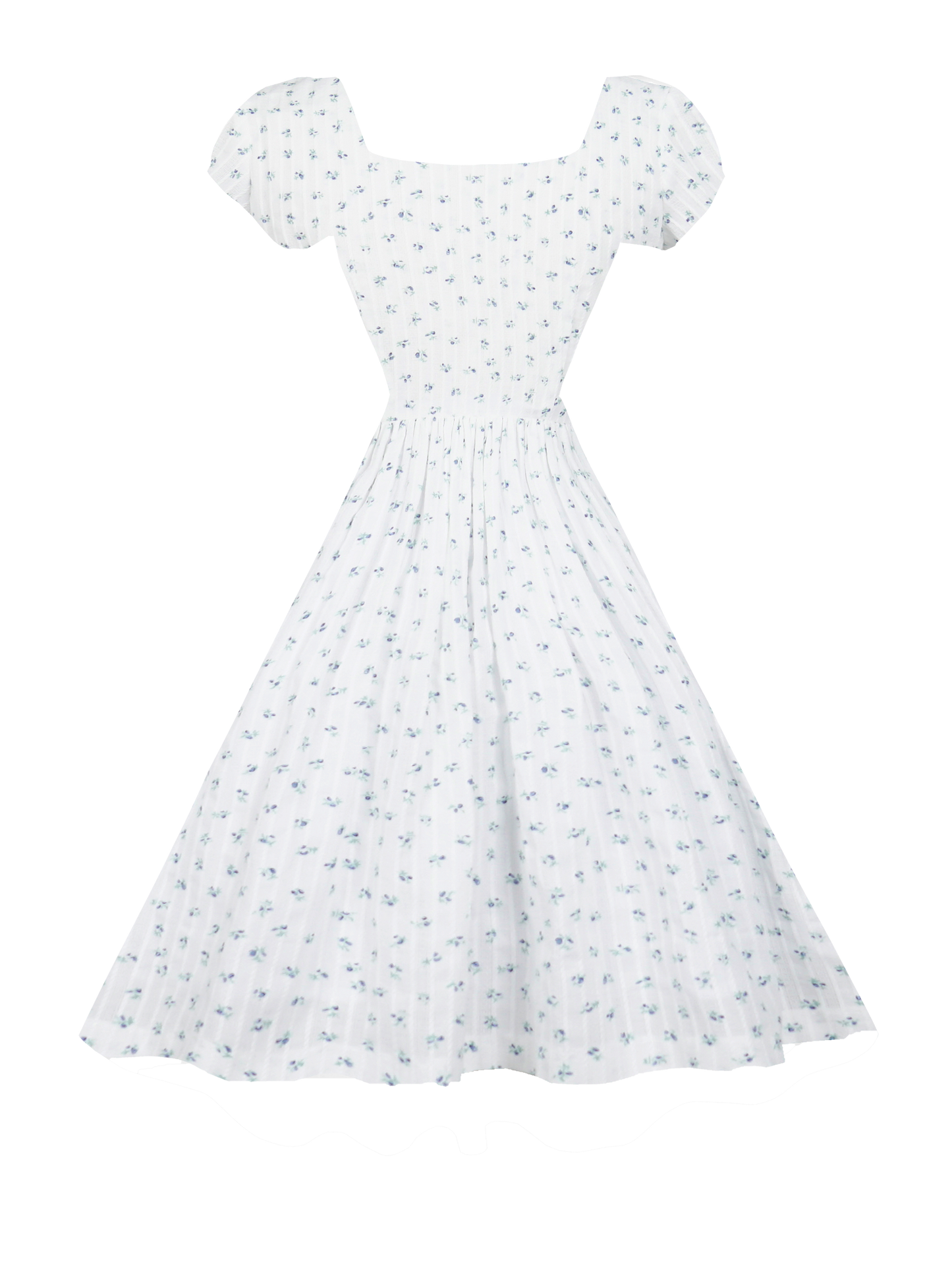 RTS - S - Loretta Dress "Rosey Garden Stripes" Blue