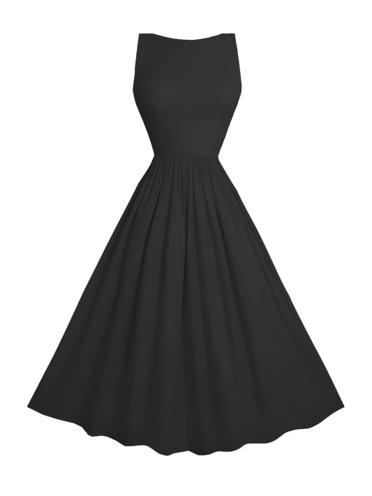 MTO - Madeline Dress Raven Black Cotton