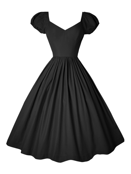 RTS - S - Margaret Dress Raven Black Cotton