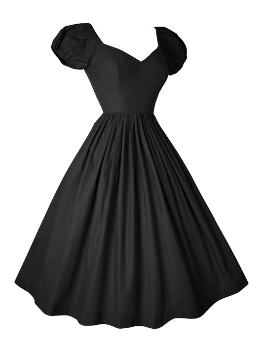 RTS - S - Margaret Dress Raven Black Cotton