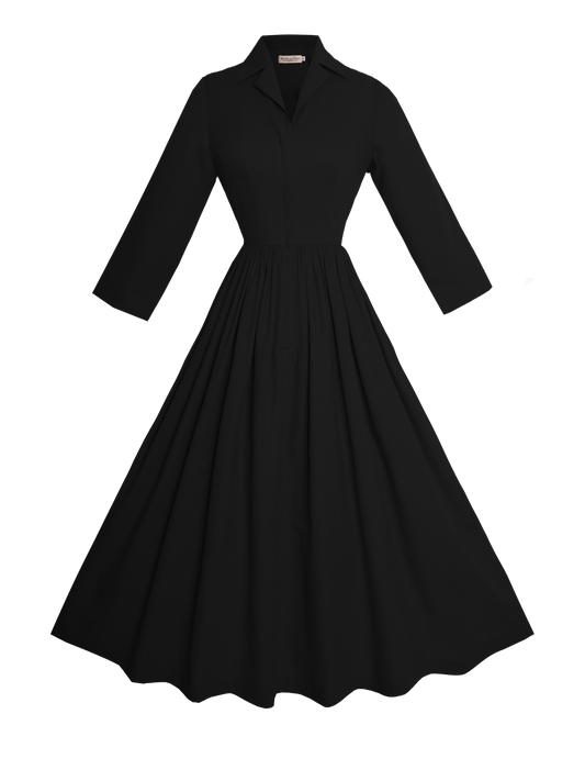 MTO - Natalie Dress in Midnight Black LINEN