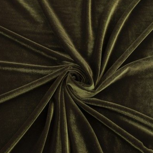 Fabric Olive Green Velvet - By the Yard