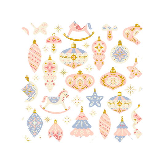 Fabric "Christmas Ornaments on Blush" - By the Yard