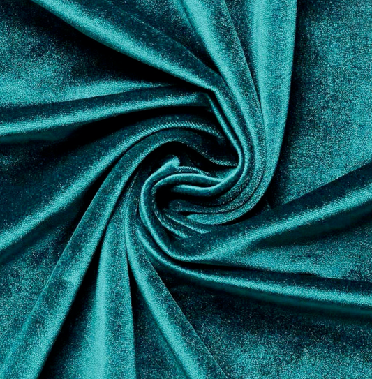 Fabric Peacock Blue Velvet - By the Yard