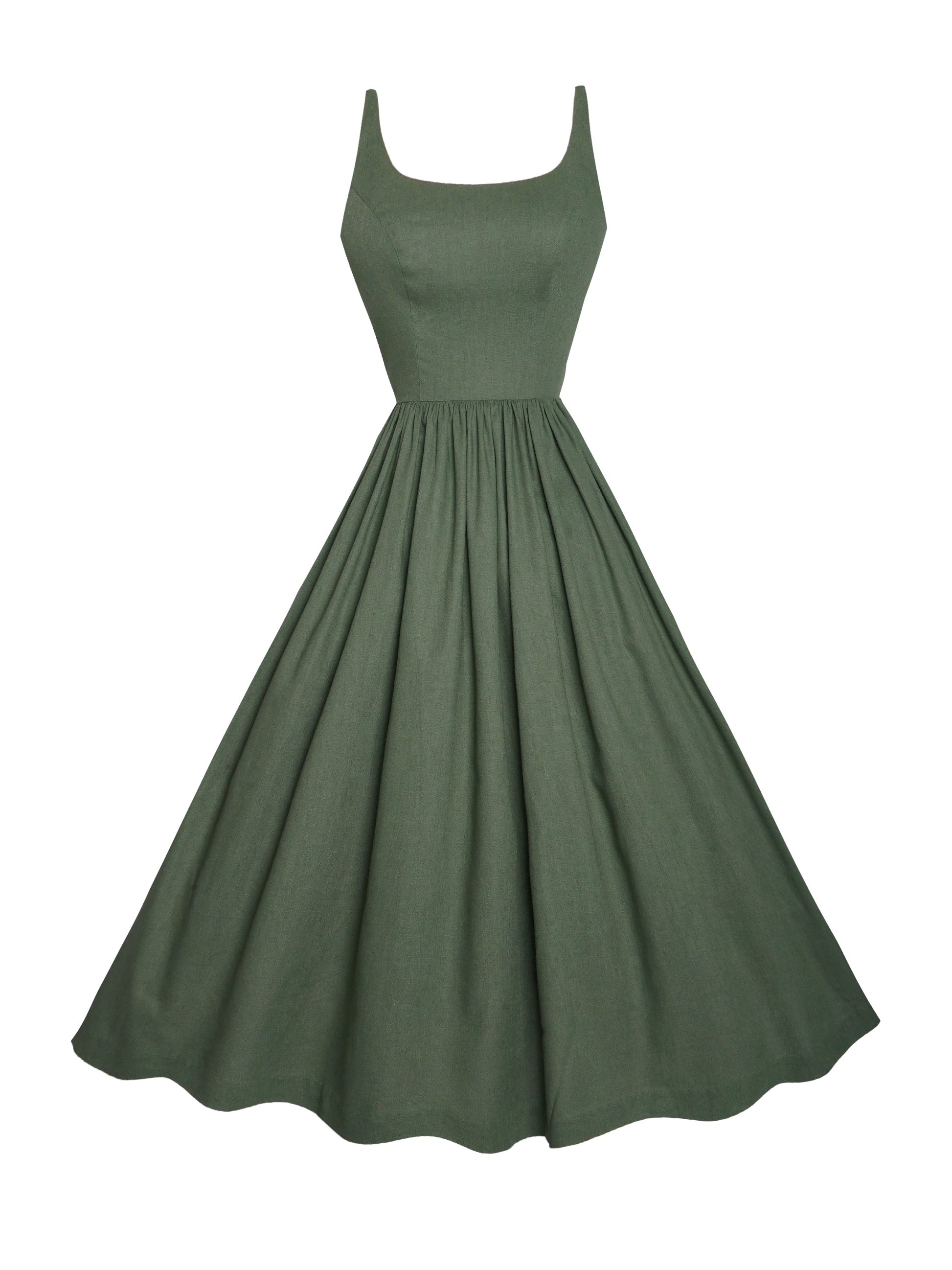MTO - Penelope Dress Hunters Green Linen