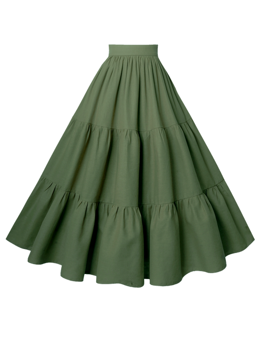 MTO - Pippa Skirt Hunters Green Linen