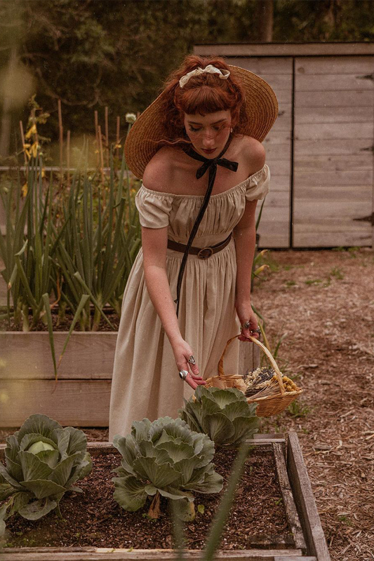 RTS - Loretta Dress Parchment Ivory Linen