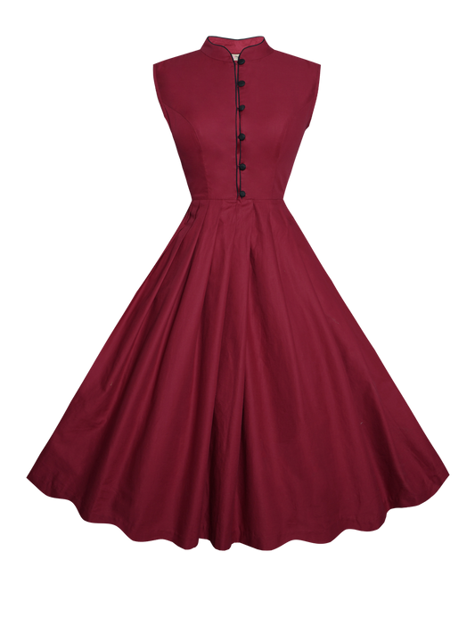 MTO - Quinn Dress Burgundy Cotton