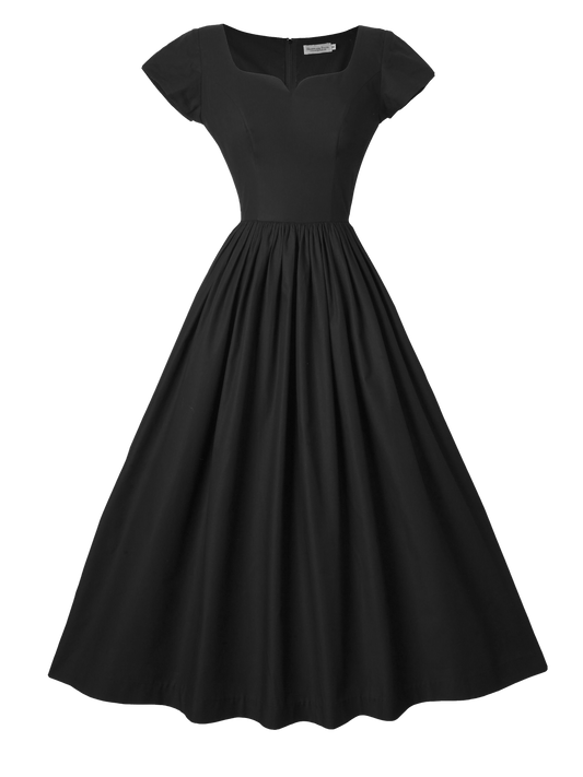 MTO - Evelyn Dress in Raven Black Cotton
