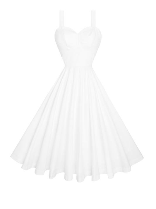 RTS - Size S - Catalina Dress in White Cotton - Midi Length