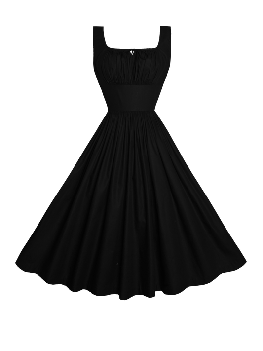 RTS - Size XS - Michelle Dress in Raven Black Cotton