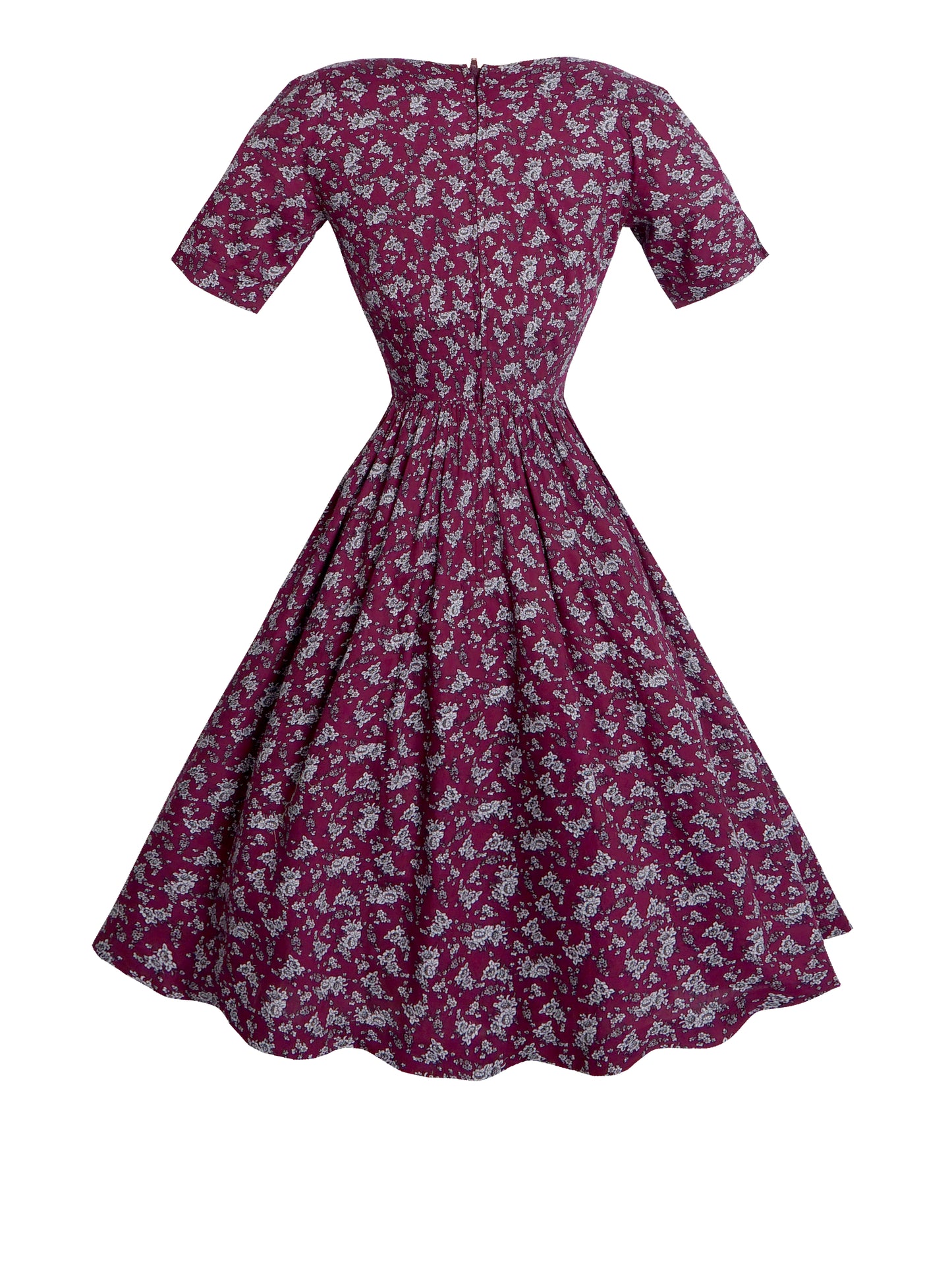 RTS - Size S - Sherry Dress "Wisteria Blooms” Burgundy