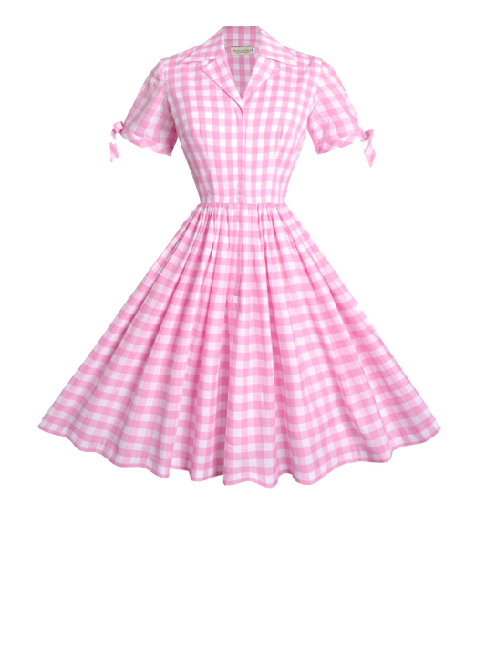 MTO - Trudie Dress Light Pink Gingham - Large Checks