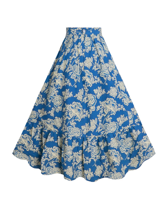 RTS - Size S - Rosita Skirt "Waverly Floral" Blue