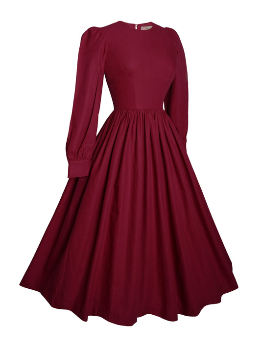 RTS - Size S - Agnes Dress in Burgundy Cotton