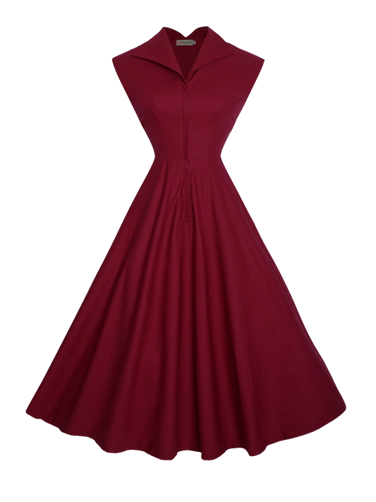 MTO - Doris Dress Burgundy Cotton