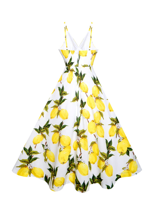 RTS - Size S - Florence Dress "Freshly Squeezed" White