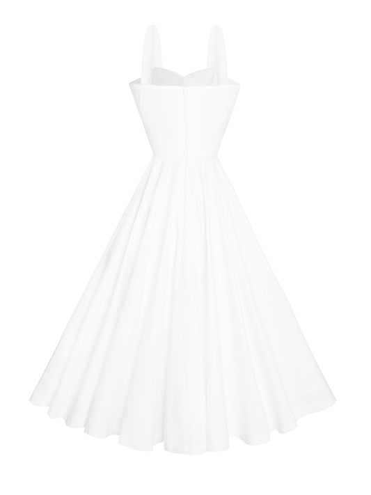 RTS - Size S - Catalina Dress in White Cotton - Midi Length