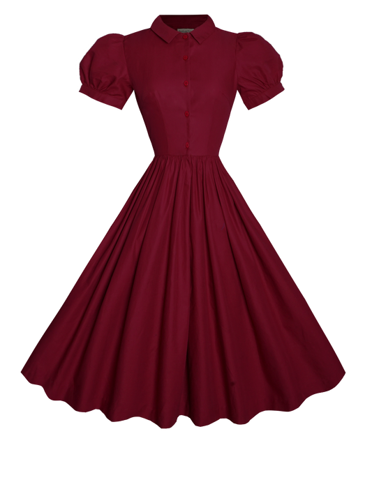 MTO - Judy Dress Burgundy Cotton