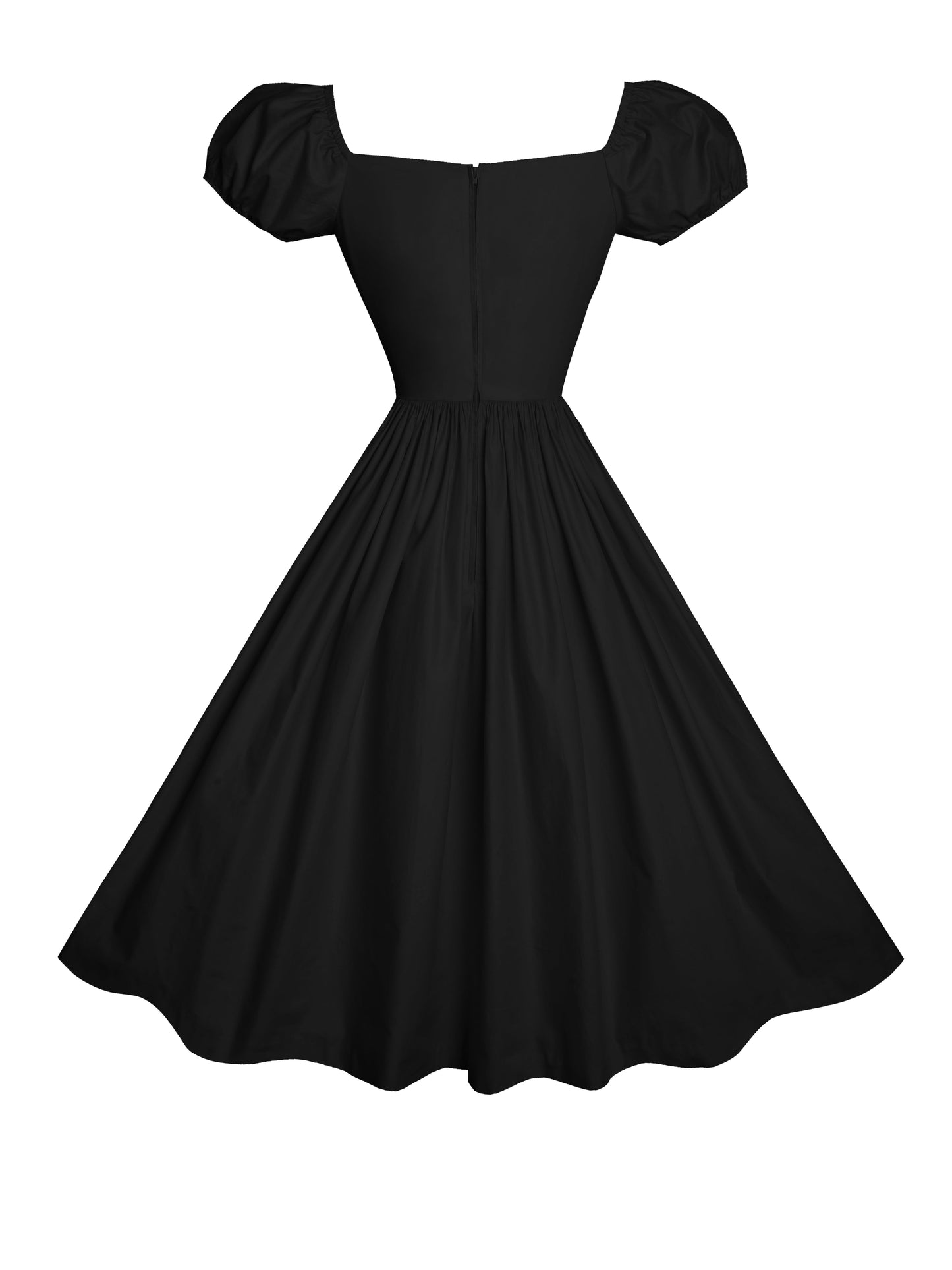RTS - Loretta Dress in Raven Black Cotton - Midi Length
