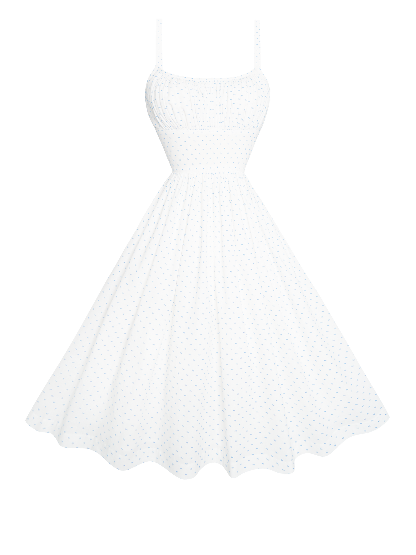 RTS - S - Grace Dress "Prim and Pepper" Blue Dotted Swiss