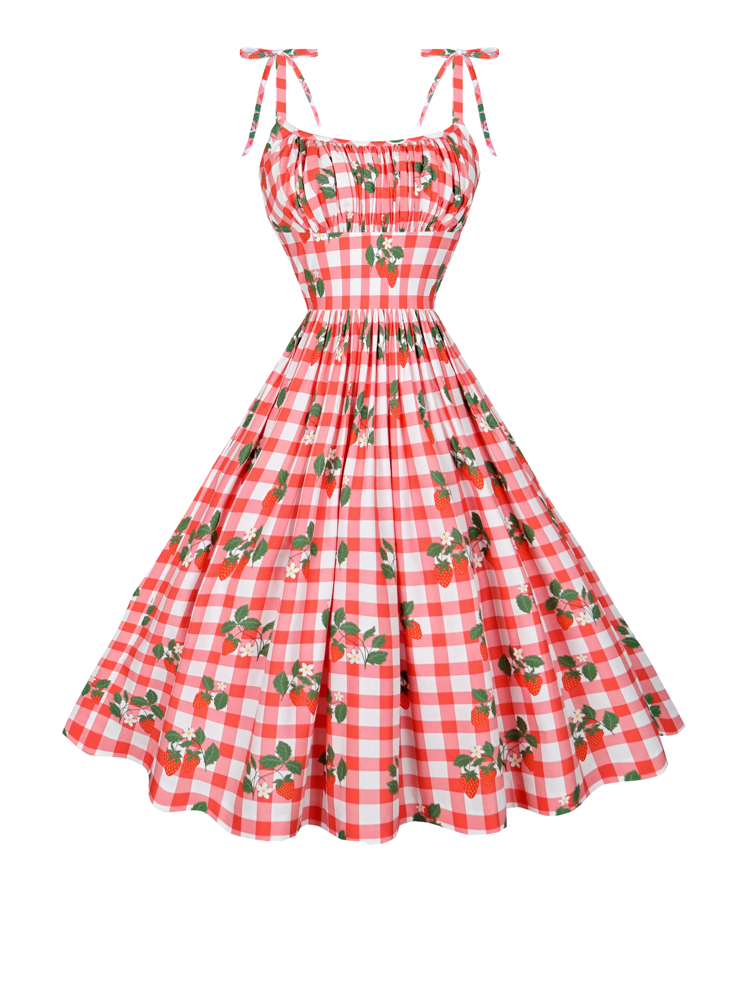 RTS - S - Kelly Dress Strawberries on Red Gingham