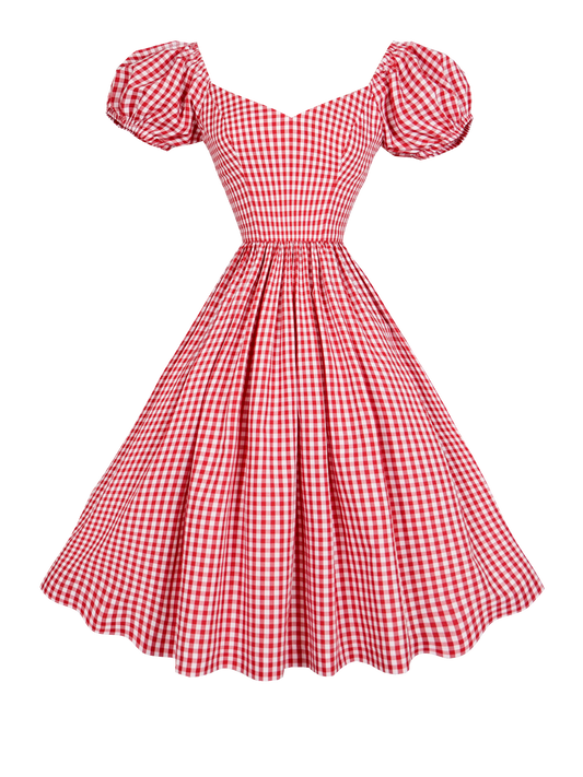 MTO - Margaret Dress Red Gingham - Medium Checks