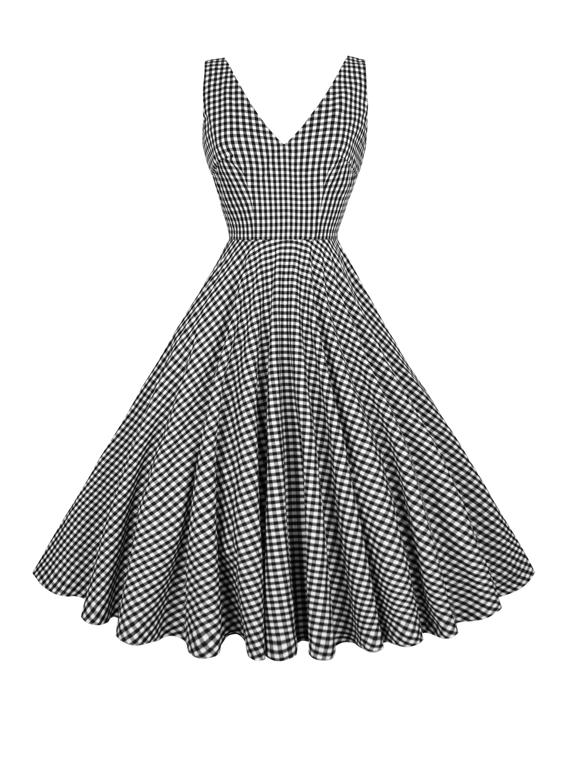 MTO - Diana Dress Black Gingham - Medium Checks