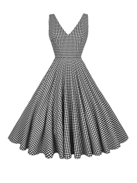 MTO - Diana Dress Black Gingham - Medium Checks