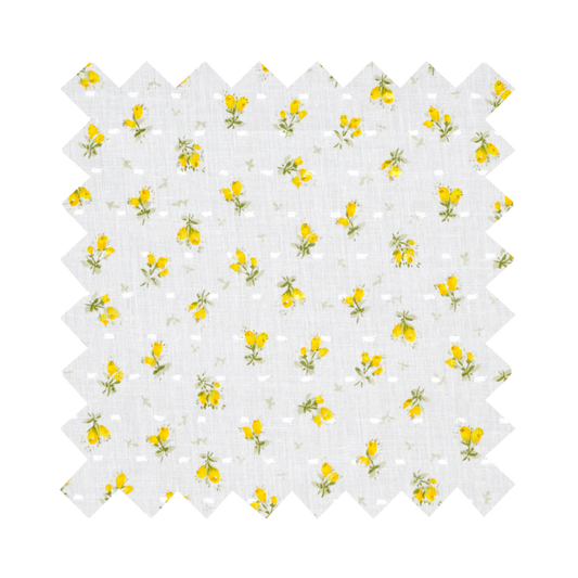 Fabric "Forget-Me-Nots & Polka Dots" Yellow - By the Yard