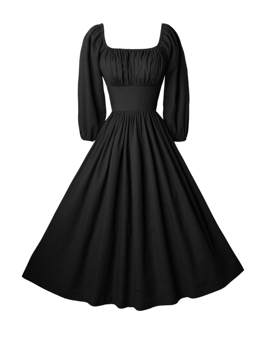 MTO - Sydney Dress in Midnight Black Linen
