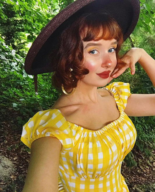 MTO - Loretta Dress Yellow Gingham - Large Checks