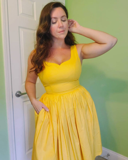 MTO - Elizabeth Dress Golden Yellow Cotton