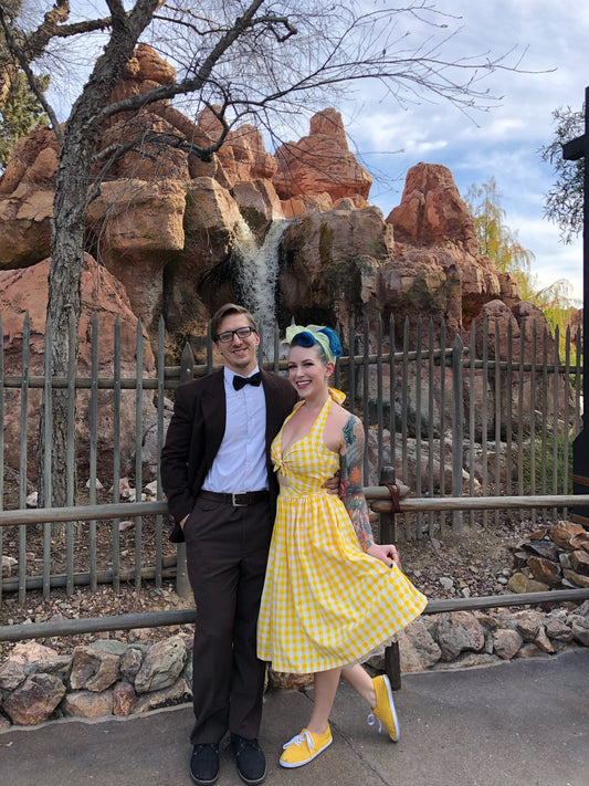 RTS - 4XL - Dolly Dress Yellow Gingham - Large Checks