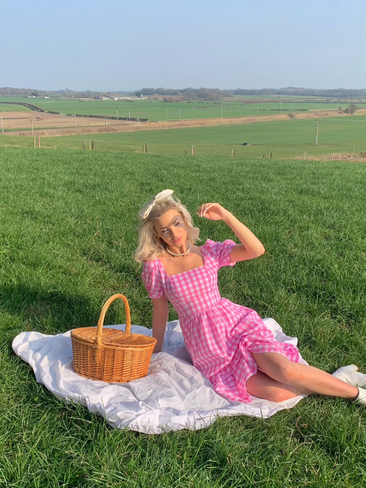 MTO - Isadora Dress Light Pink Gingham - Large Checks