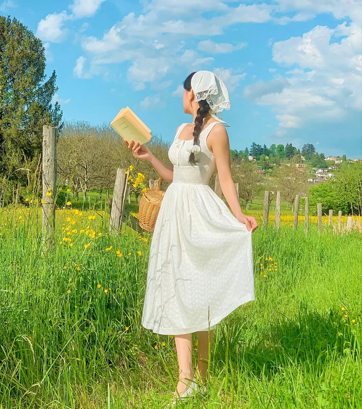 MTO - Michelle Dress "Forget Me Not" White Eyelet