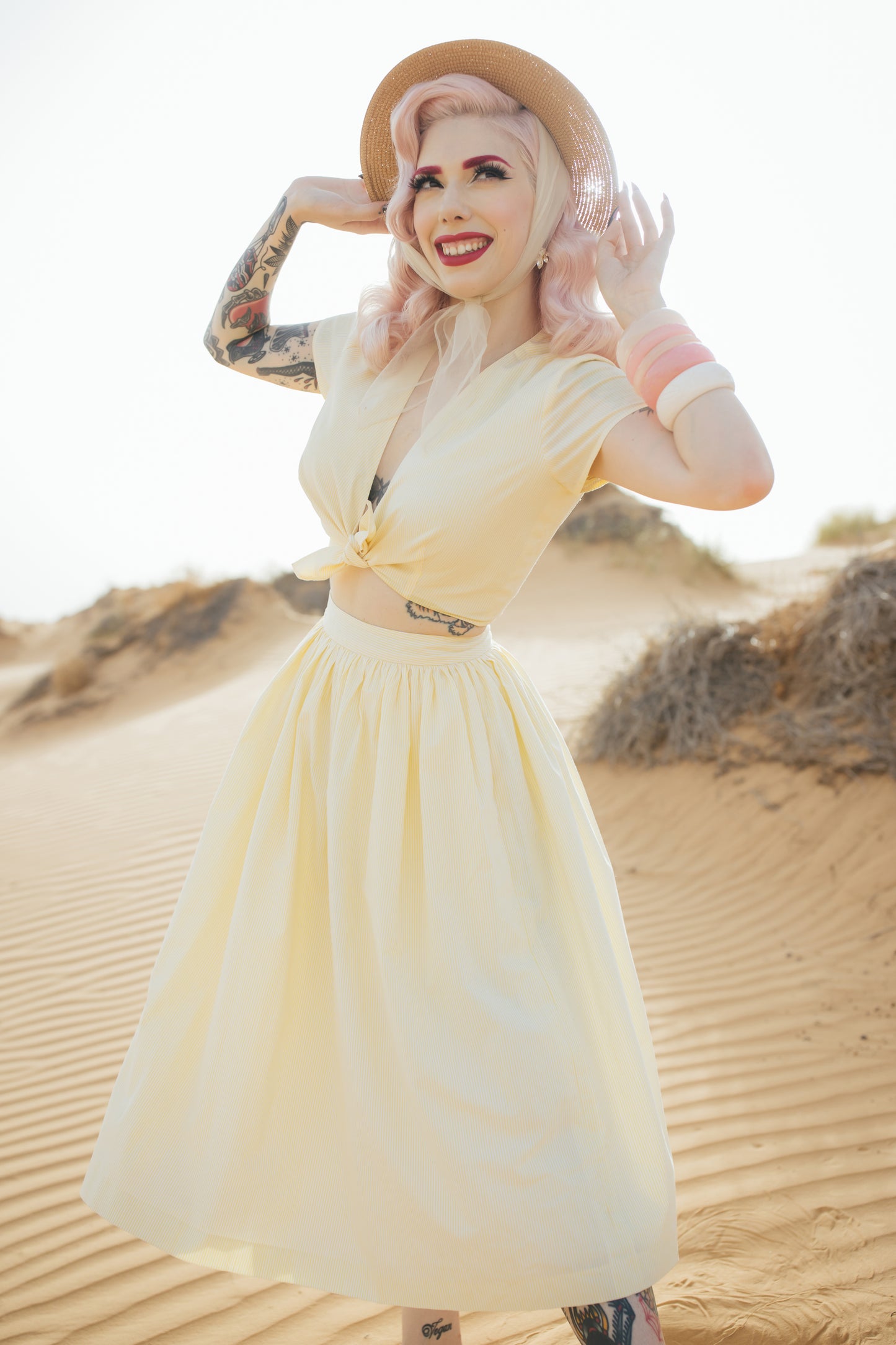 MTO - Joan Lola Set Pale Yellow Cotton "I can't believe its not Butter"