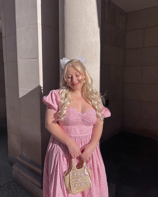 RTS - S - Valentina Dress "Delicate Blossoms" White