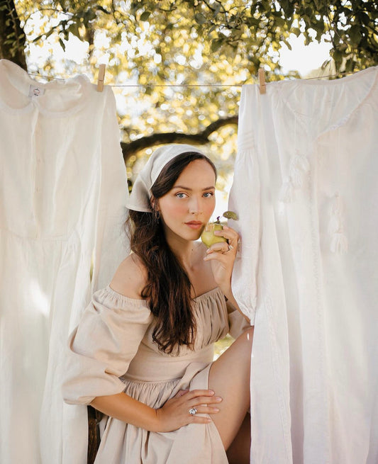 MTO - Sydney Dress in in Parchment Ivory Linen