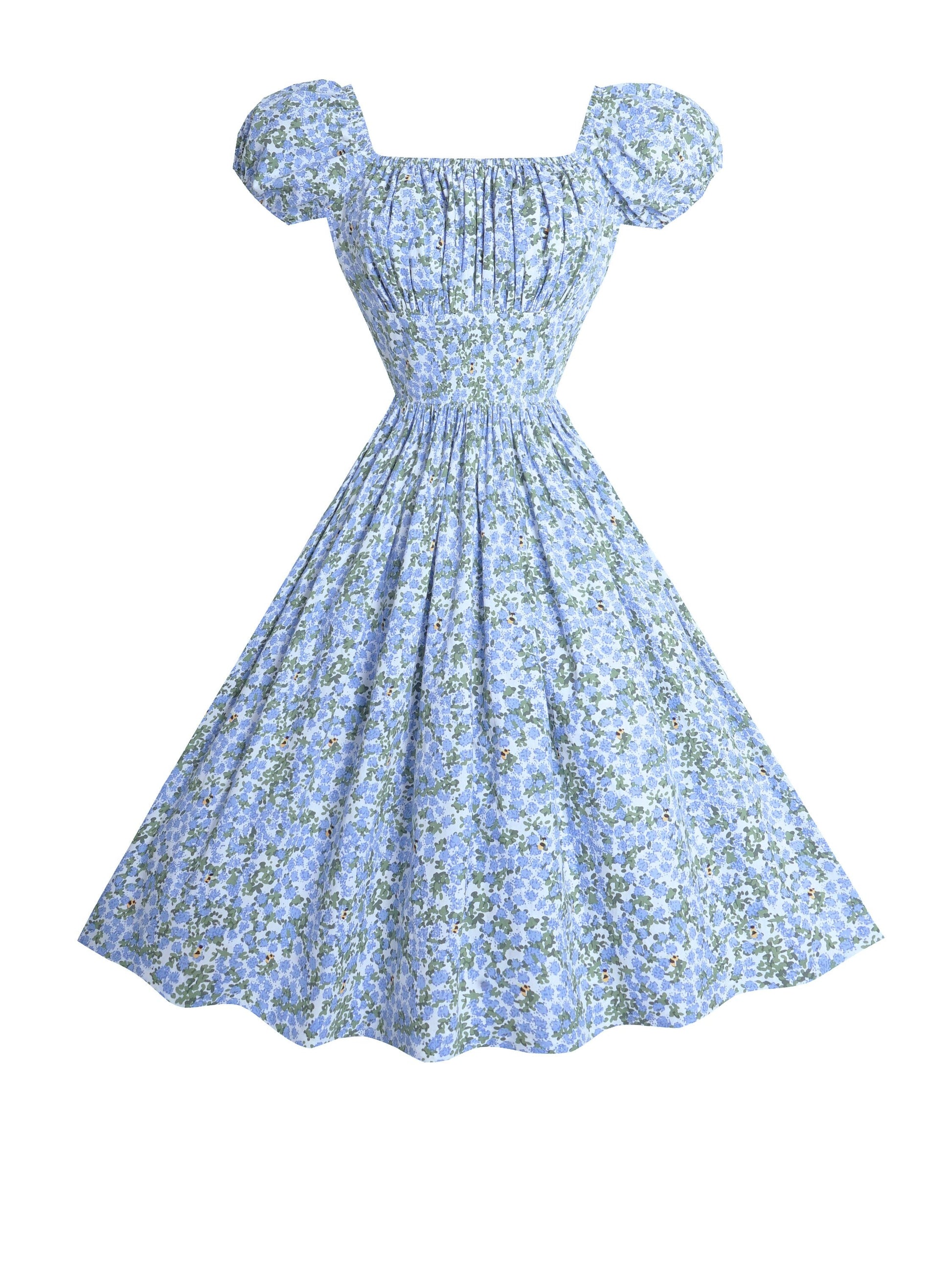 MTO - Loretta Dress in "Beeloved Blooms" Blue