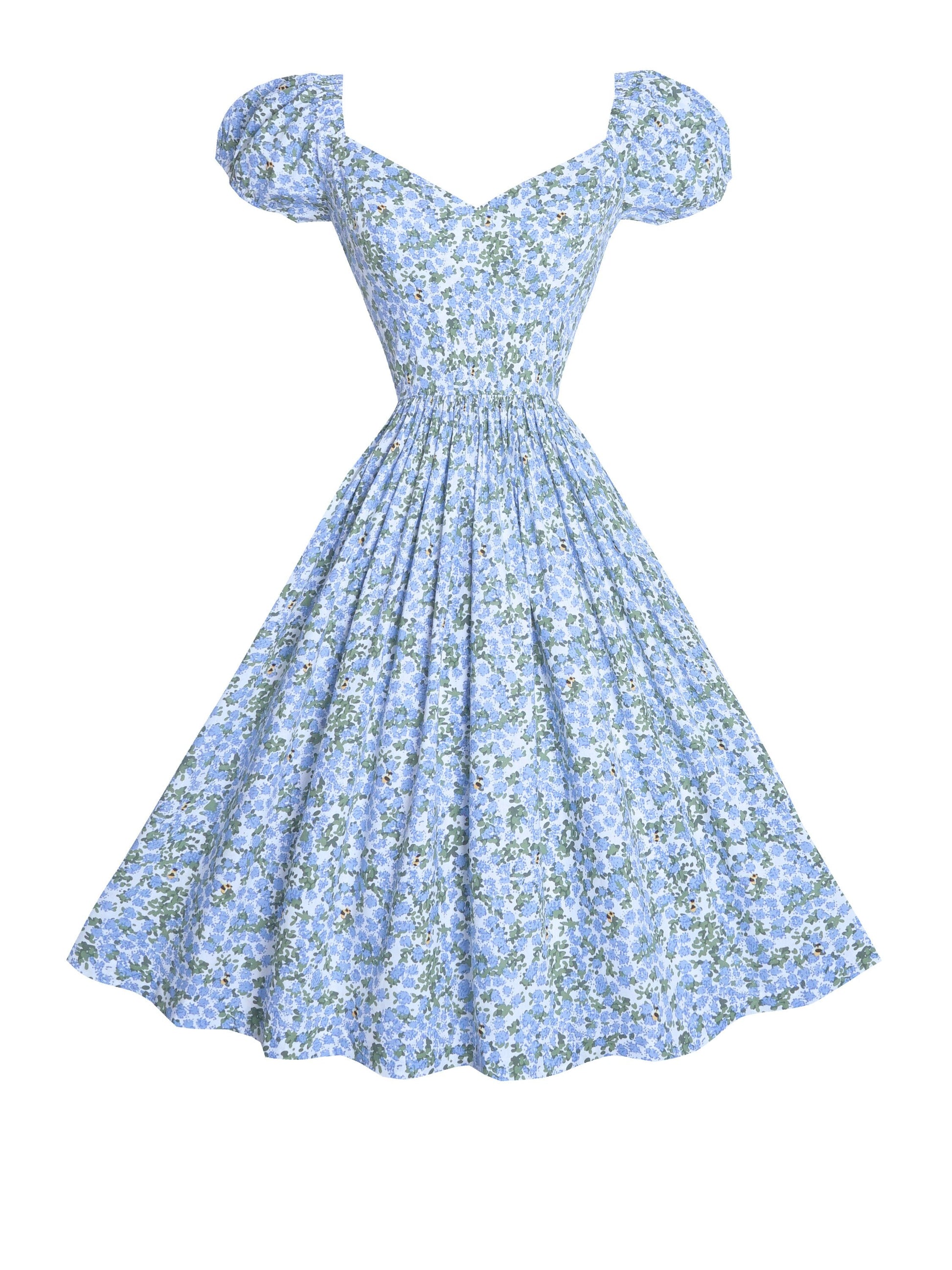 MTO - Margaret Dress "Beeloved Blooms" Blue