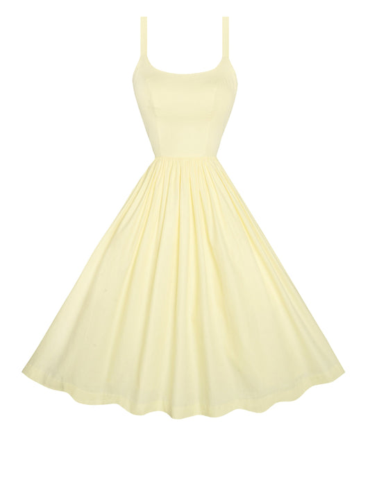 MTO - Penelope Dress Pale Yellow Cotton "I can't believe its not Butter"