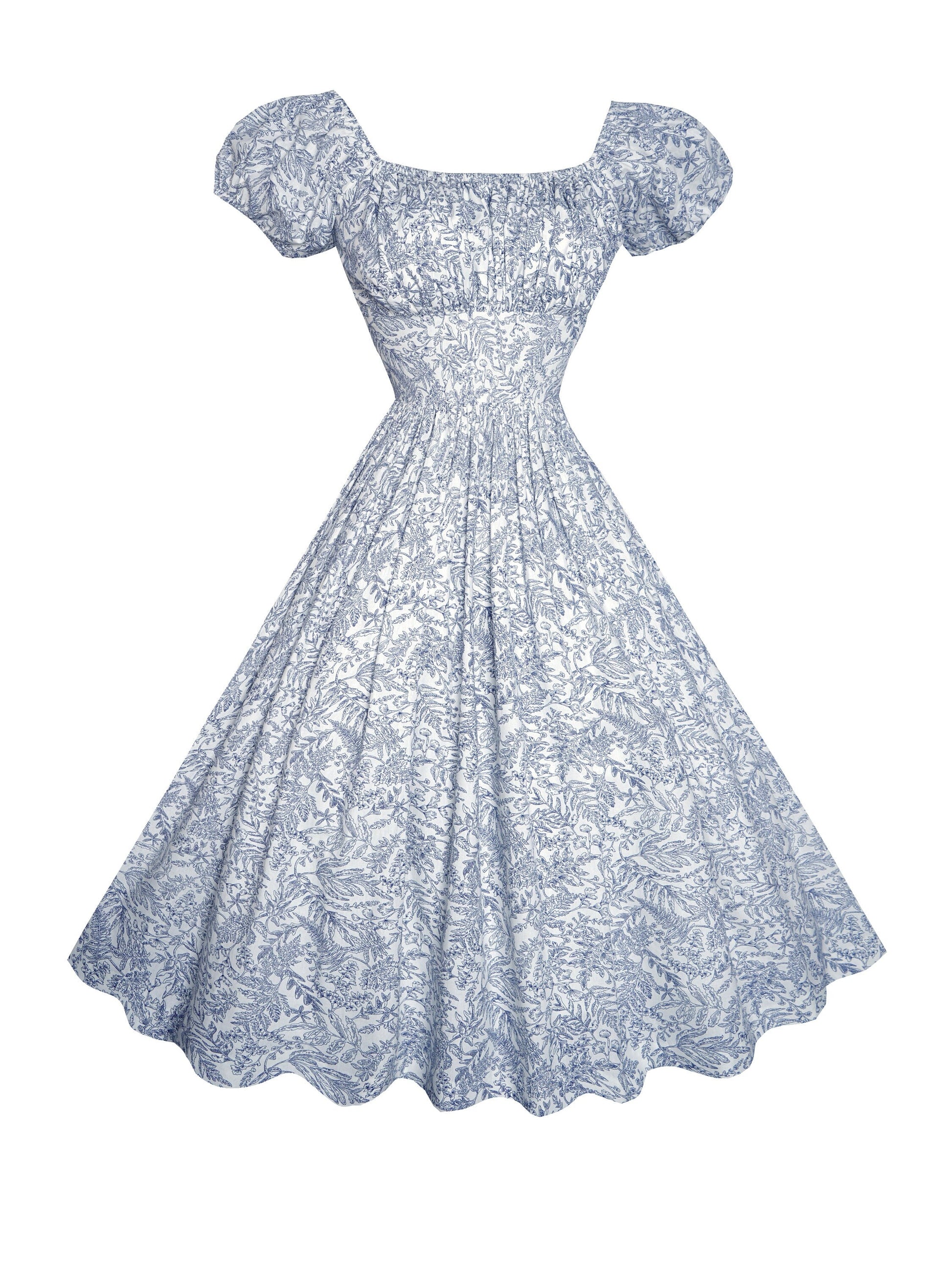 MTO - Loretta Dress in "French Countryside" Navy Blue