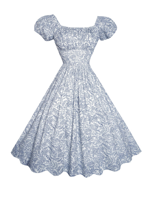 MTO - Loretta Dress in "French Countryside" Navy Blue