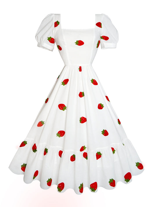 MTO - Isadora Dress "Strawberry Delight" Embroidered
