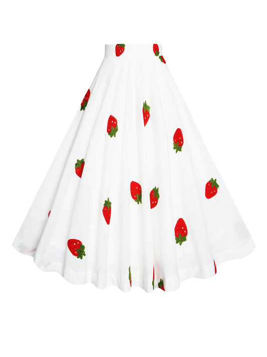 MTO - Lindy Skirt "Strawberry Delight" Embroidered