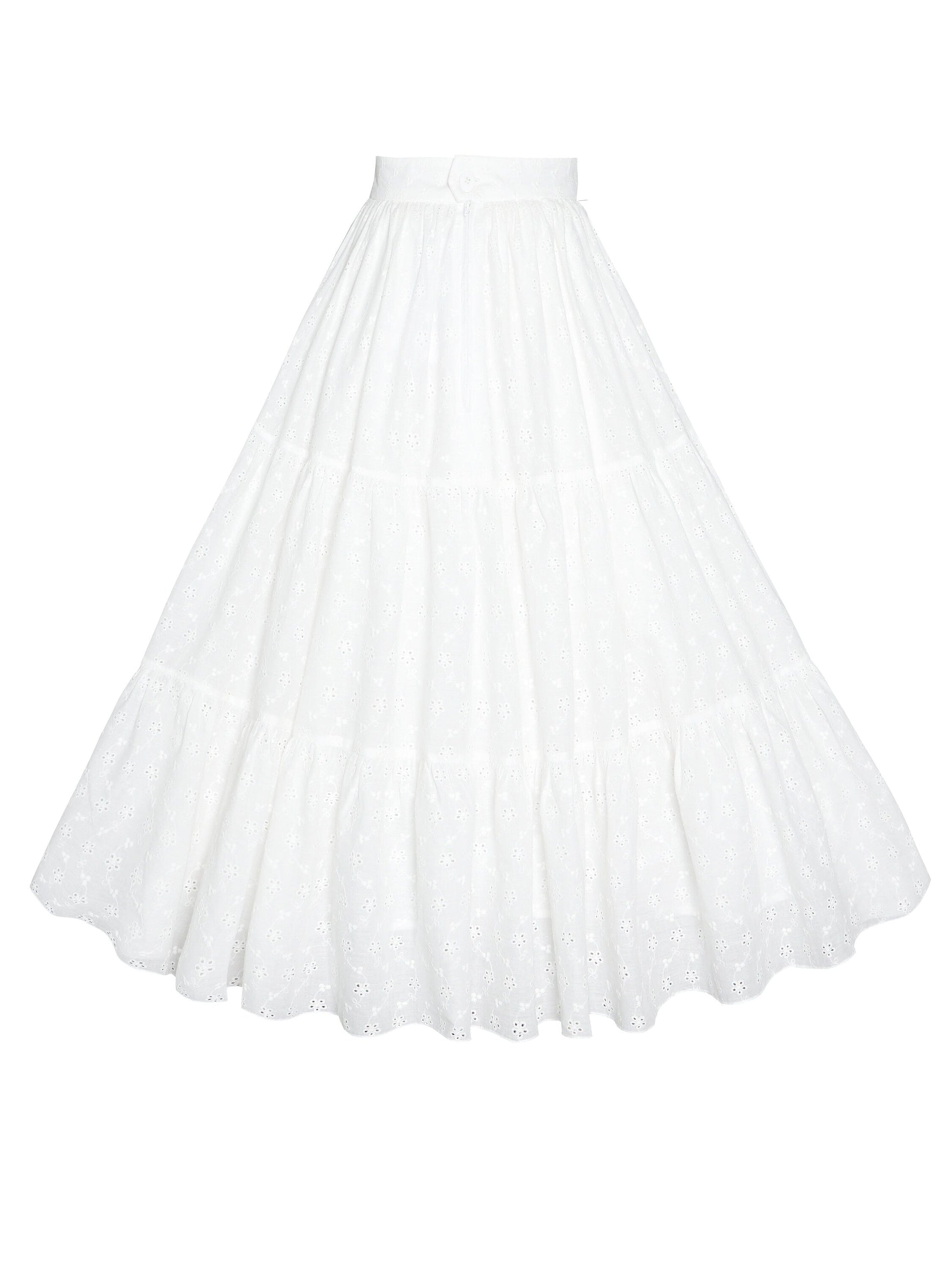 MTO - Pippa Skirt "Forget Me Not" White Eyelet