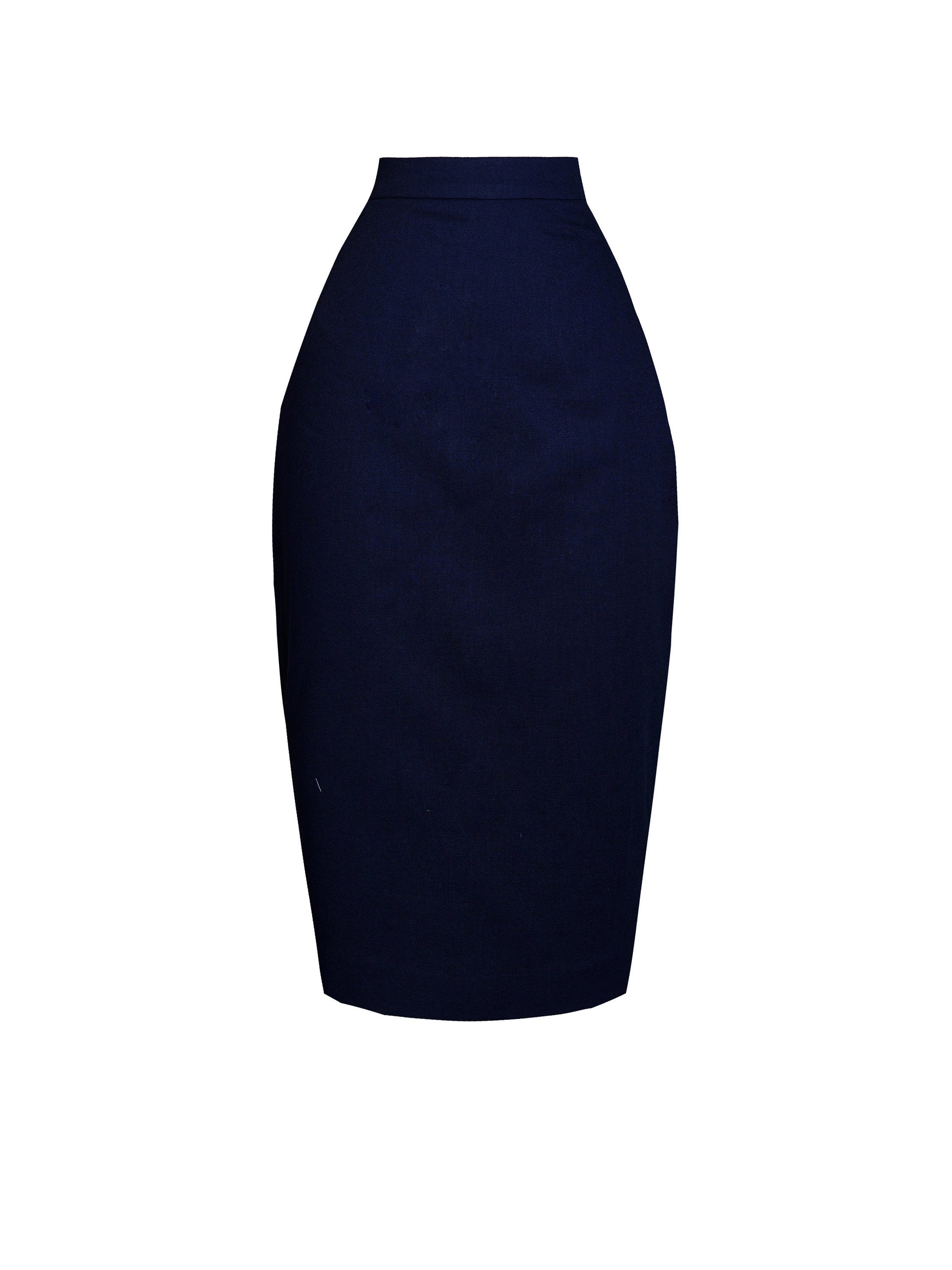 MTO - Denham Skirt in Indigo Blue Linen